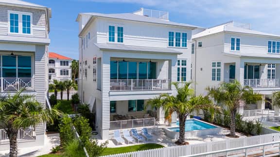 The Palm 30a Opulent 7bdrm home Steps from the Beach. Golf cart, heated pool.